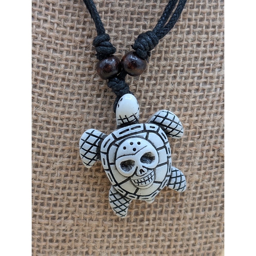 Boho Sea Turtle Pendant Necklace Adjustable Cord Beach Coastal Tribal‎ Hippie...